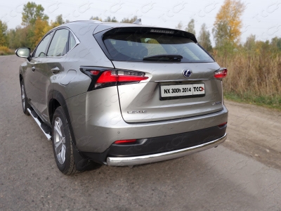 Защита заднего бампера овальная 75х42 мм ТСС для Lexus NX-300h 2014-2017